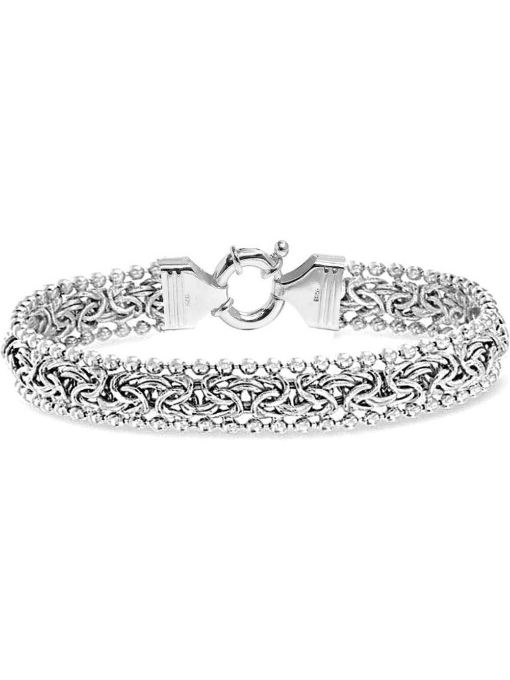 Handmade 925 Sterling Silver Byzantine Bracelet for Women | Classic Link Chain